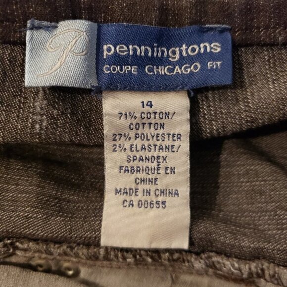 PENNINGTONS Brown straight leg denim brown jeans pants size 14 Coupe Chicago Fit - Picture 5 of 8